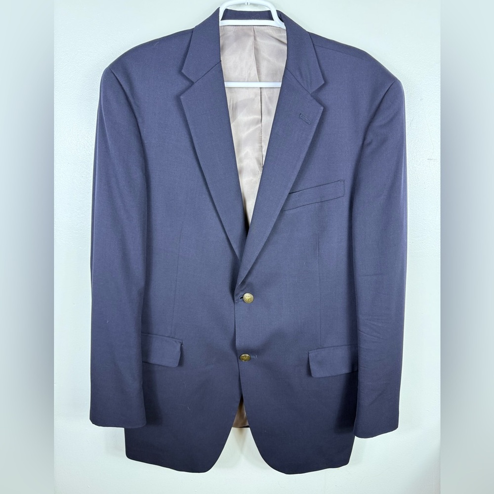 Vintage Hart Schaffer Marx Lord Taylor‎ Suitcoat Blazer Blue Size 42R USA Union